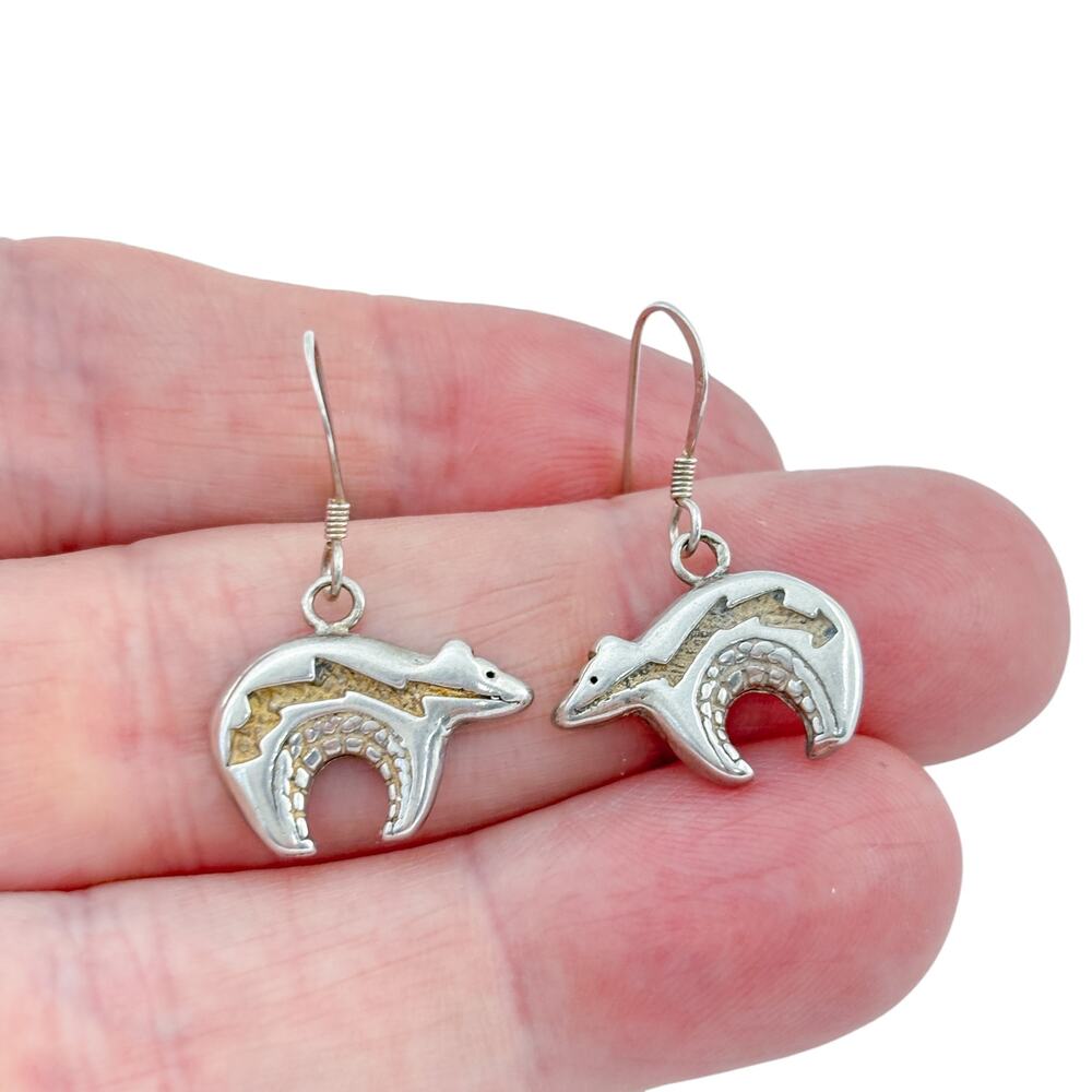 Vintage Sterling Silver 925 Bear Fetish Dangle Earrings